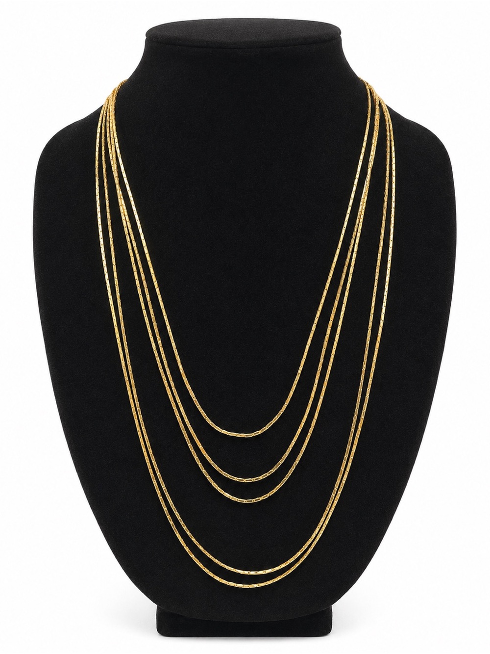 Vintage Gold Tone 6-Strand Waterfall Necklace – 30” (1975–1985)